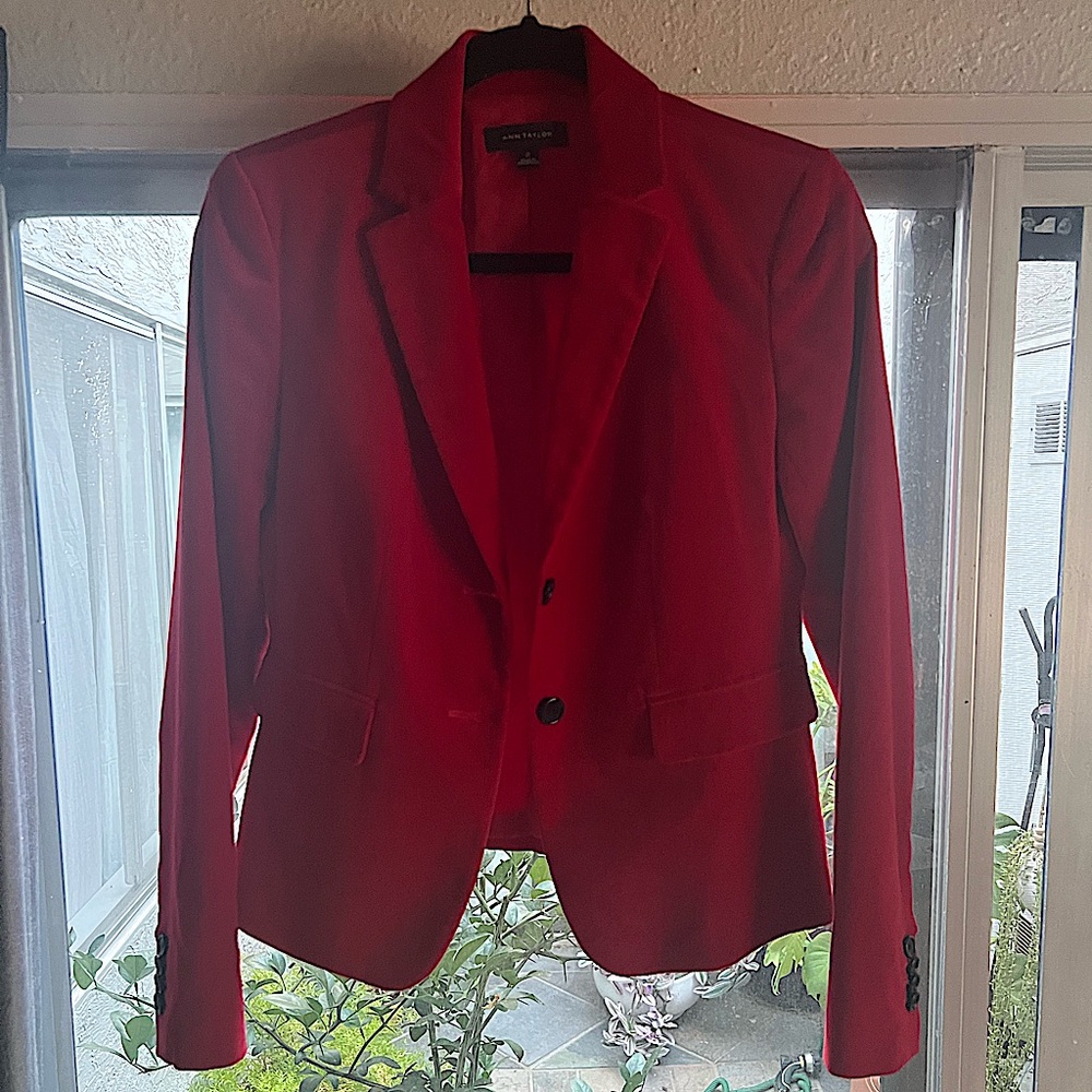 Ann Taylor Red Velvet Blazer